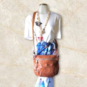 Fossil Brown Leather Crossbody Bag